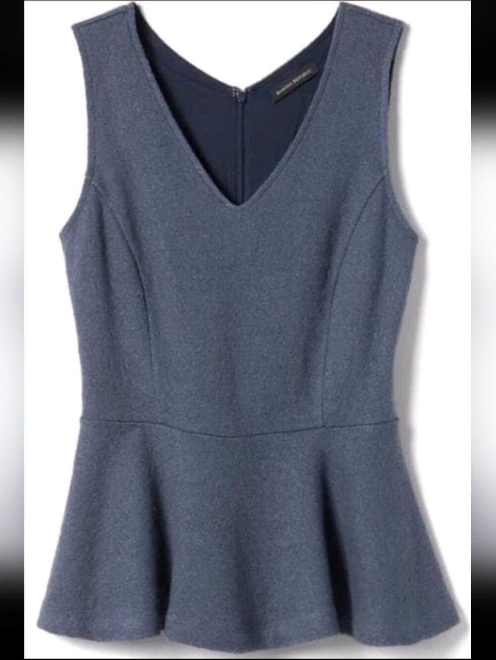 Banana Republic Navy Textured Shell Peplum Top